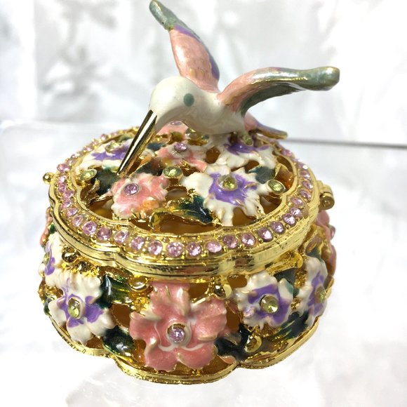 Humming Bird Jeweled Trinket Box - Picture 8 of 9
